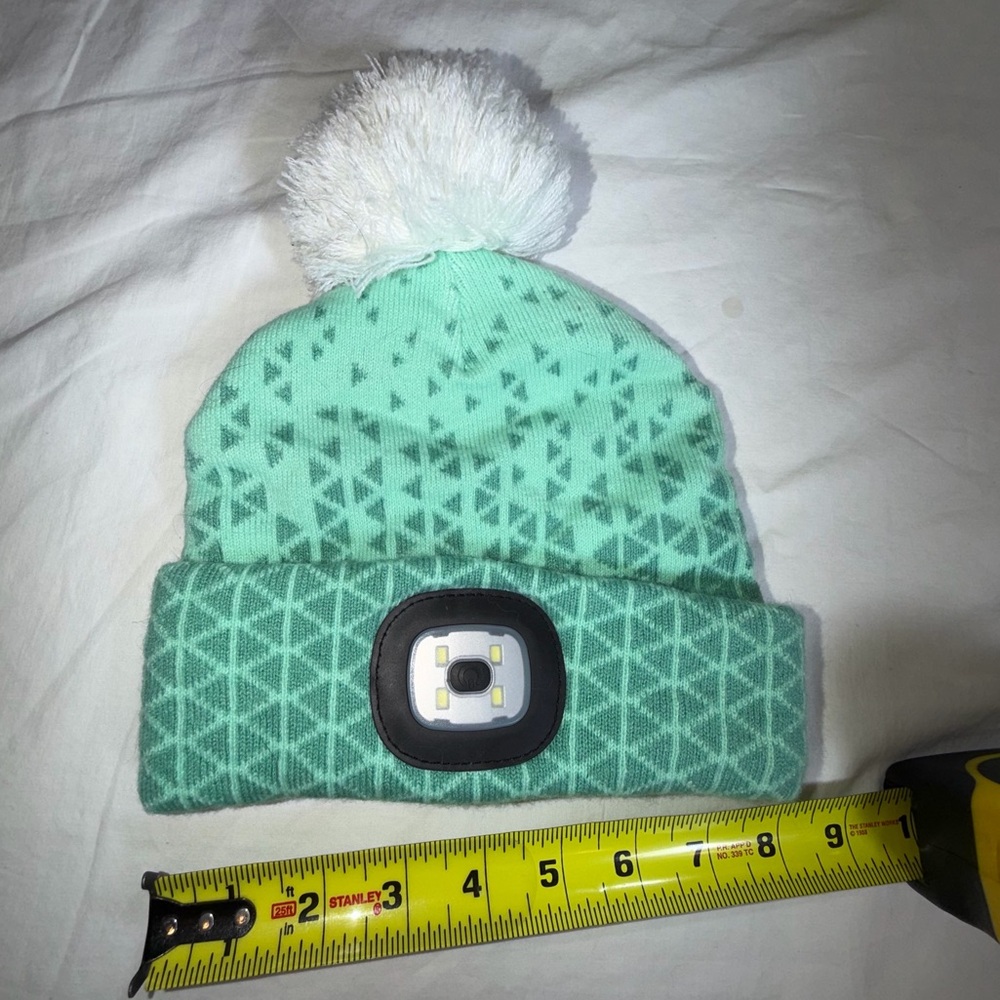 Peppermint Green Kids Night Scope Beanie with LED Light